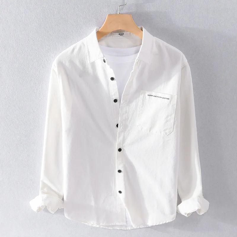 Herren Leichtes Baumwoll-Langarmhemd im Overshirt‑Stil mit Pattentasche und kontrastreichen Knöpfen Nord Taschen
