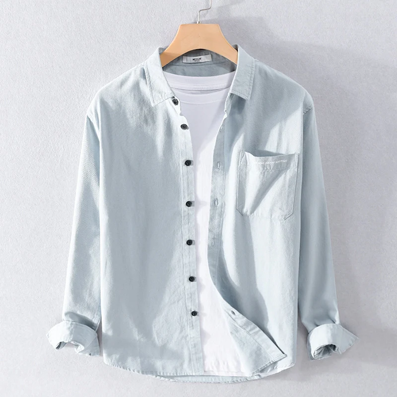 Herren Leichtes Baumwoll-Langarmhemd im Overshirt‑Stil mit Pattentasche und kontrastreichen Knöpfen Nord Taschen