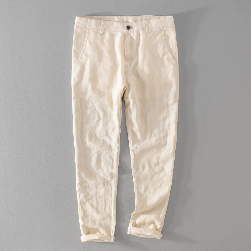 Herren Leichte Leinenchino mit schlanker Passform und gekrempeltem Saum Nord Taschen