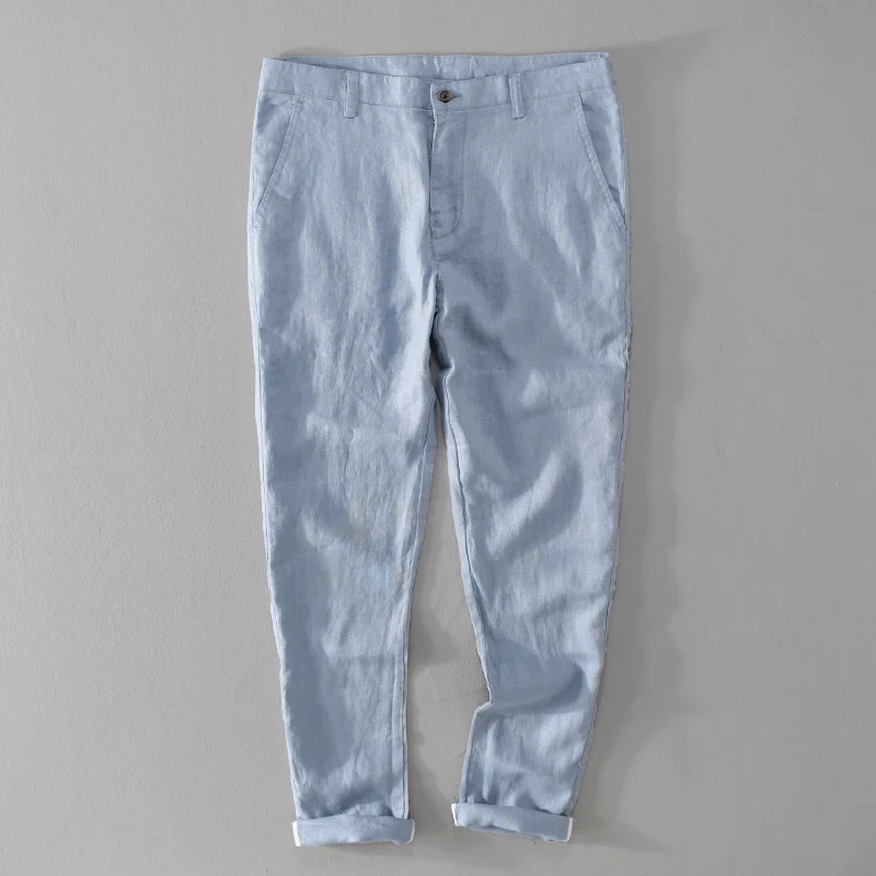 Herren Leichte Leinenchino mit schlanker Passform und gekrempeltem Saum Nord Taschen