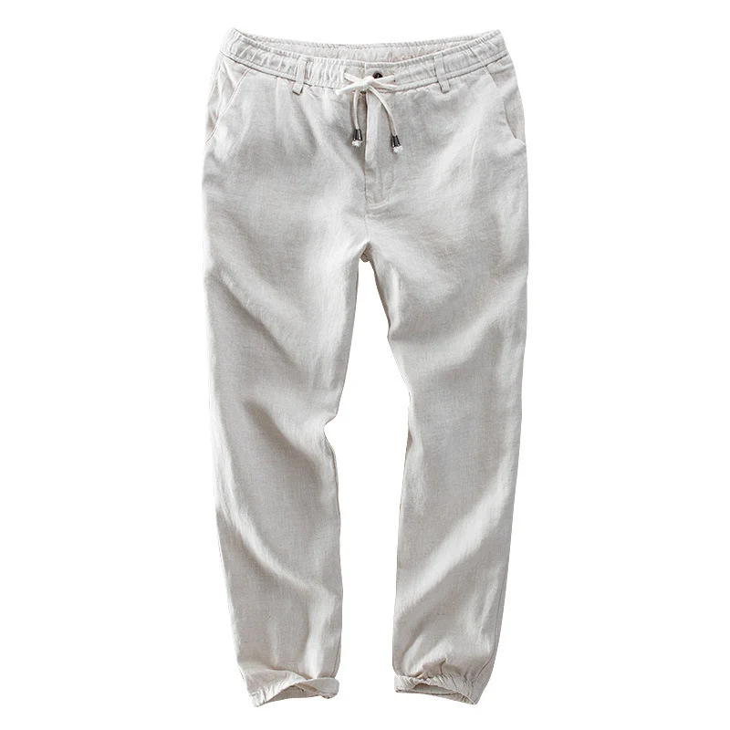 Herren Leichte Leinen-Jogginghose mit Elastikbund und Kordel Nord Taschen
