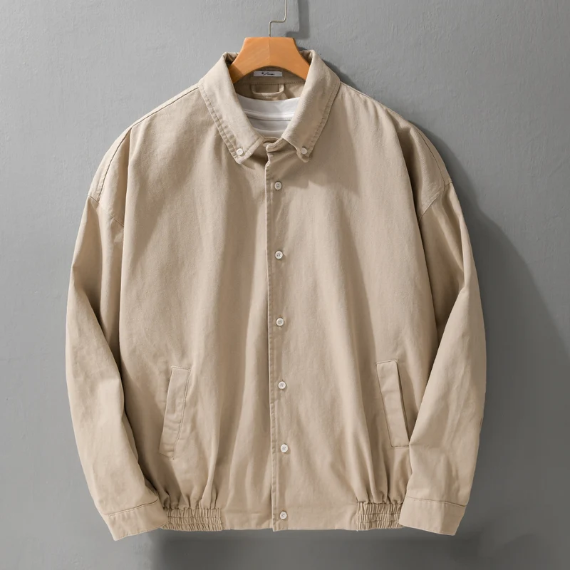Herren Leichte Baumwoll-Utility-Jacke mit Knopfleiste und elastischem Saum Nord Taschen