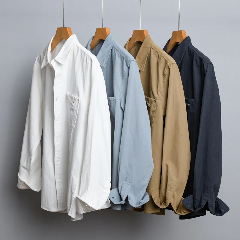 Herren Leichte Baumwoll-Hemdjacke im Layering-Look mit Kentkragen und aufgesetzter Brusttasche Nord Taschen
