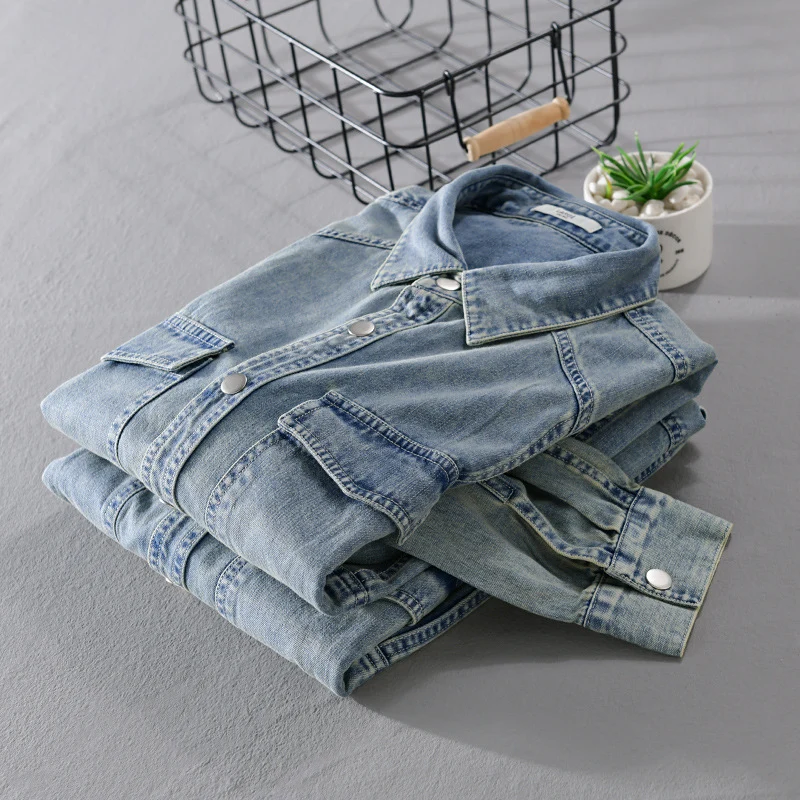 Herren lässiges Oversize Jeanshemd Nord Taschen