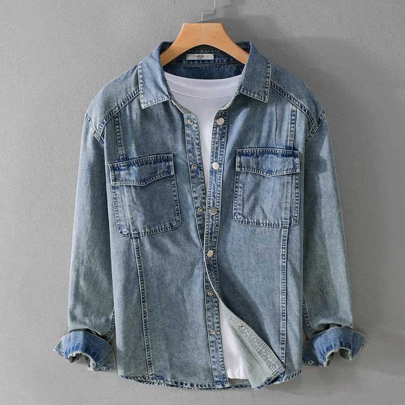 Herren lässiges Oversize Jeanshemd Nord Taschen