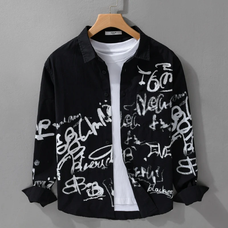 Herren Lässiges Overshirt mit grafischem Scribble-Print und Brusttasche Nord Taschen