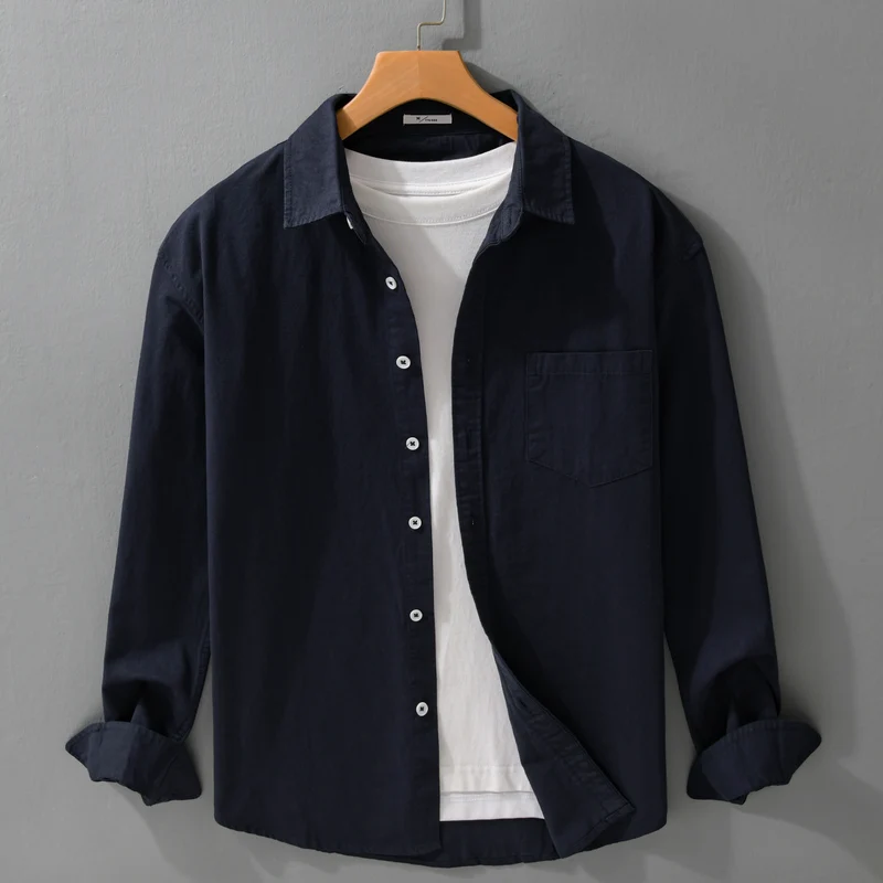 Herren Lässiges Layering-Hemd im Overshirt-Stil mit weichem Baumwollgriff und Brusttasche Nord Taschen