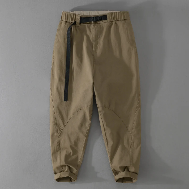 Herren Lässige Tapered‑Cargohose mit elastischem Bund und integriertem Webbing‑Gürtel Nord Taschen
