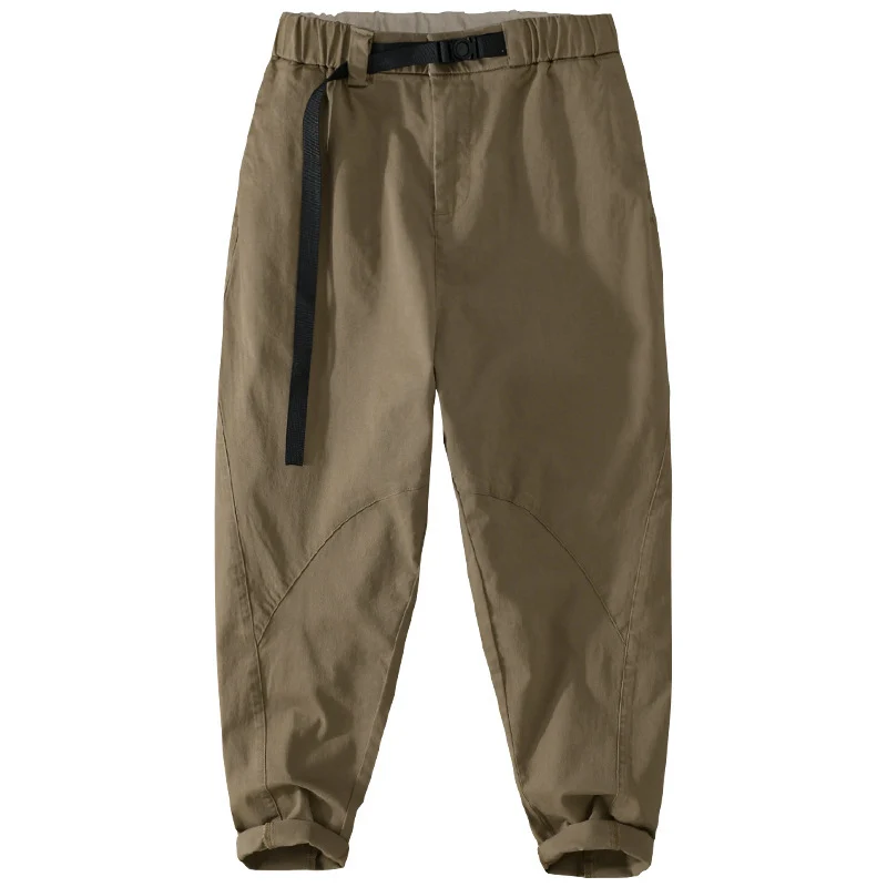 Herren Lässige Tapered‑Cargohose mit elastischem Bund und integriertem Webbing‑Gürtel Nord Taschen
