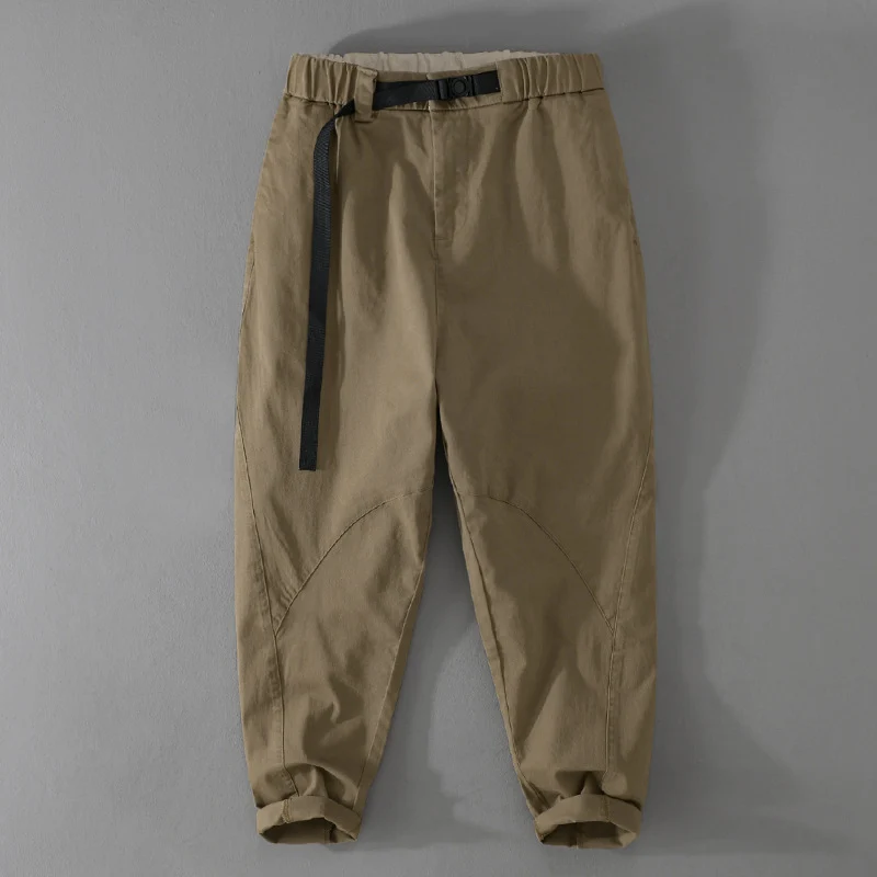 Herren Lässige Tapered‑Cargohose mit elastischem Bund und integriertem Webbing‑Gürtel Nord Taschen