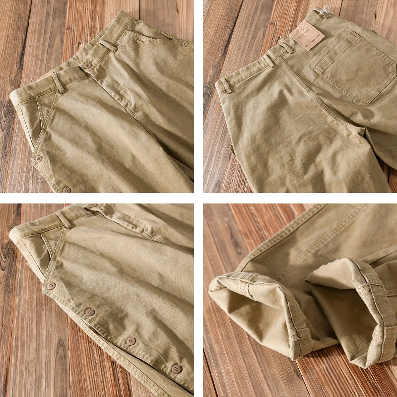 Herren lässige konische Hose mit seitlicher Knopfleiste und Umschlag Nord Taschen