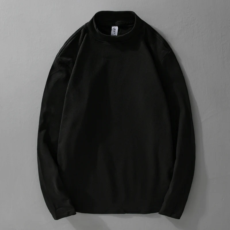 Herren Langärmeliges Feines Baumwollshirt mit Stehkragen und Relaxed-Fit Nord Taschen