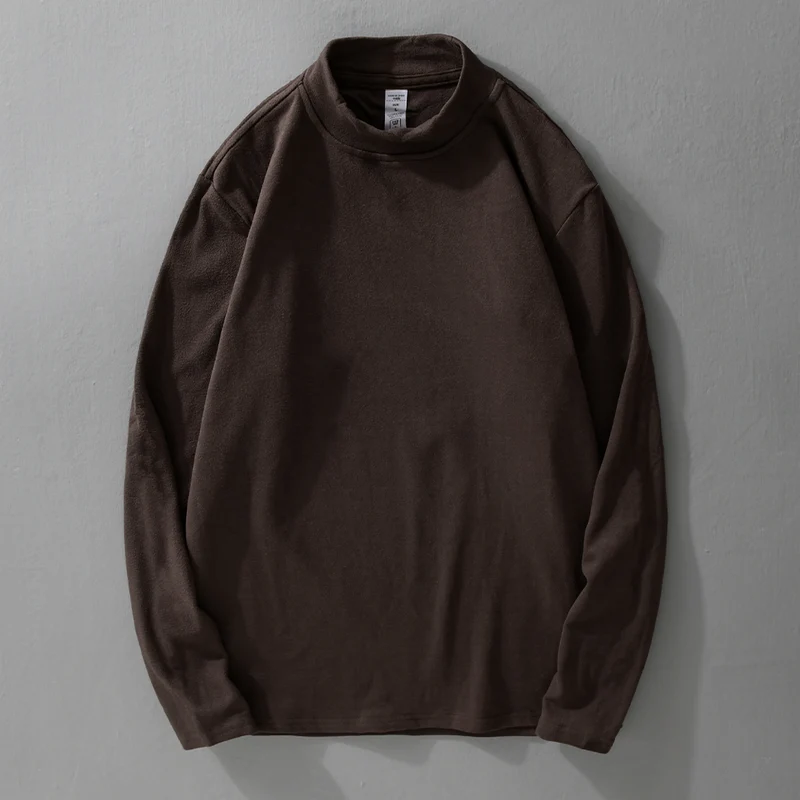 Herren Langärmeliges Feines Baumwollshirt mit Stehkragen und Relaxed-Fit Nord Taschen