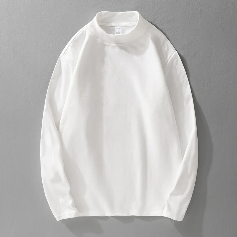 Herren Langärmeliges Feines Baumwollshirt mit Stehkragen und Relaxed-Fit Nord Taschen