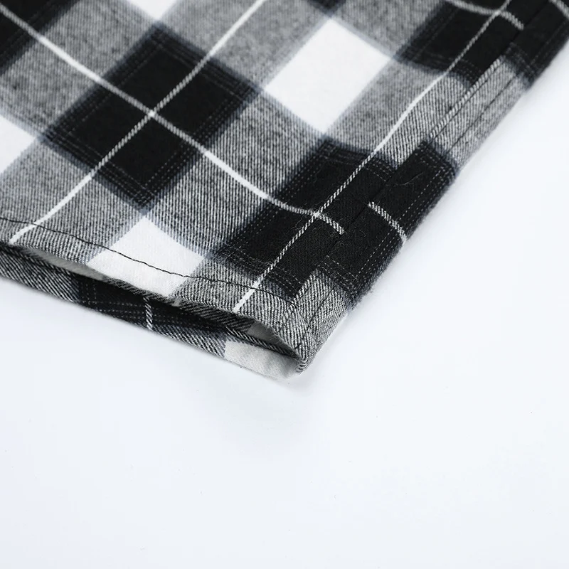 Herren Karo-Flanellhemd Slim Fit mit Stehkragen, thermischer Baumwollmischung und sichtbarer Knopfleiste Nord Taschen
