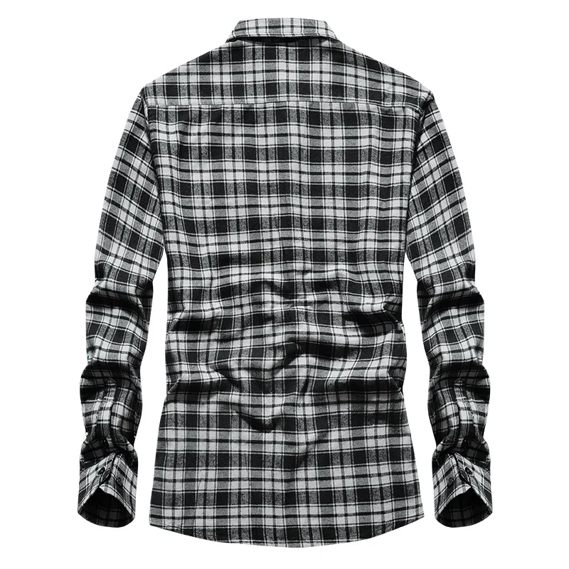 Herren Karo-Flanellhemd Langarm Baumwollmix mit Brusttasche und Kentkragen Nord Taschen