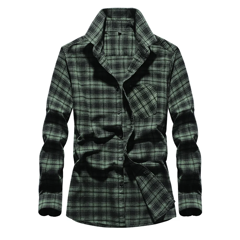 Herren Karo-Flanellhemd Langarm Baumwollmix mit Brusttasche und Kentkragen Nord Taschen