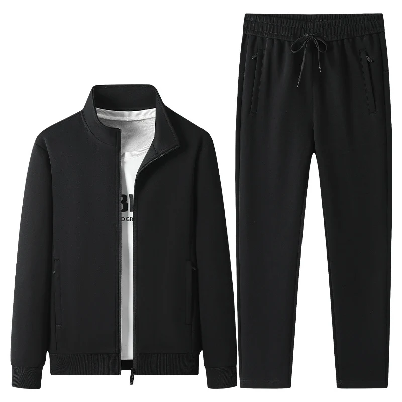 Herren Jogginganzug-Set aus Baumwollmix mit Stehkragen Reißverschlussjacke und Kordelbundhose Nord Taschen