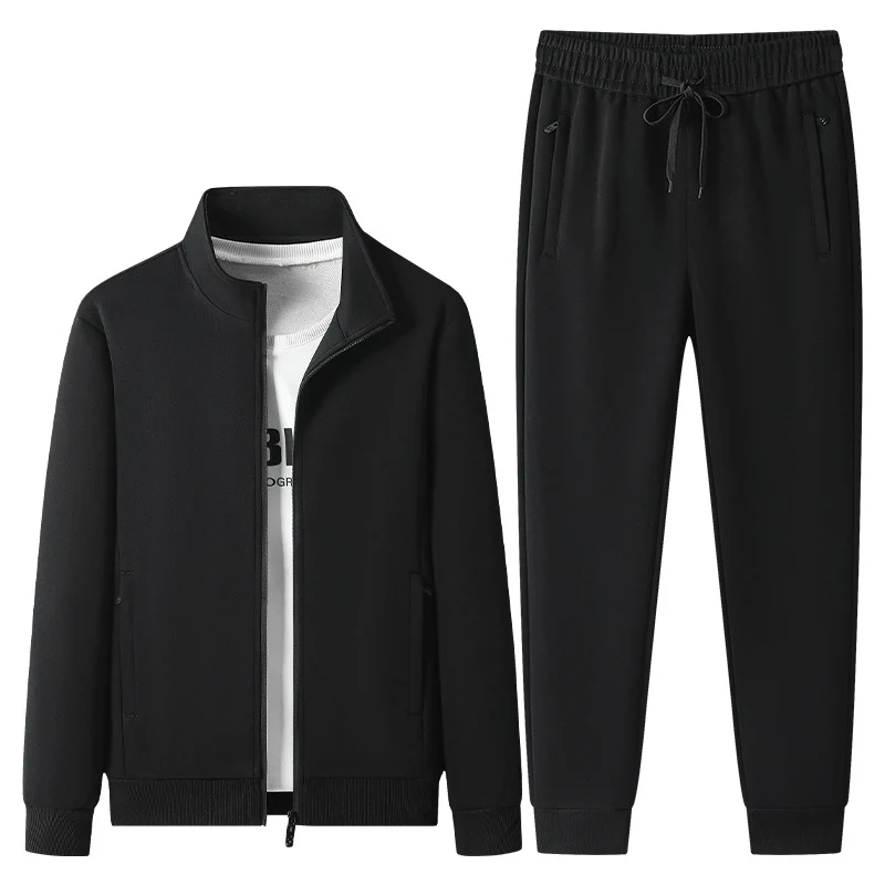 Herren Jogginganzug-Set aus Baumwollmix mit Stehkragen Reißverschlussjacke und Kordelbundhose Nord Taschen
