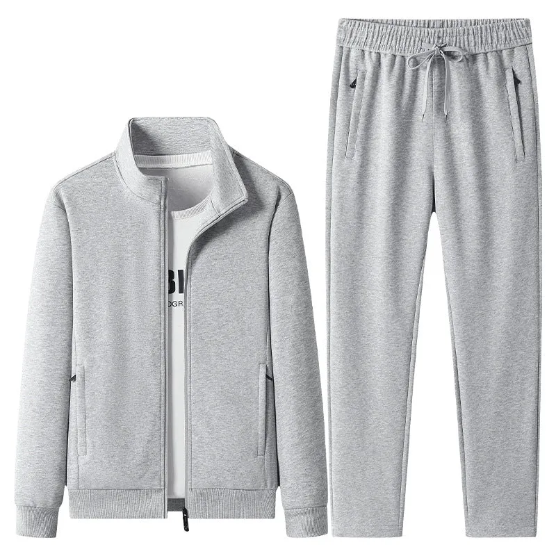 Herren Jogginganzug-Set aus Baumwollmix mit Stehkragen Reißverschlussjacke und Kordelbundhose Nord Taschen