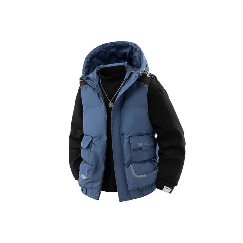 Herren Gesteppte Outdoor-Weste mit Kapuze, Cargo-Taschen und verstellbarem Saum Nord Taschen