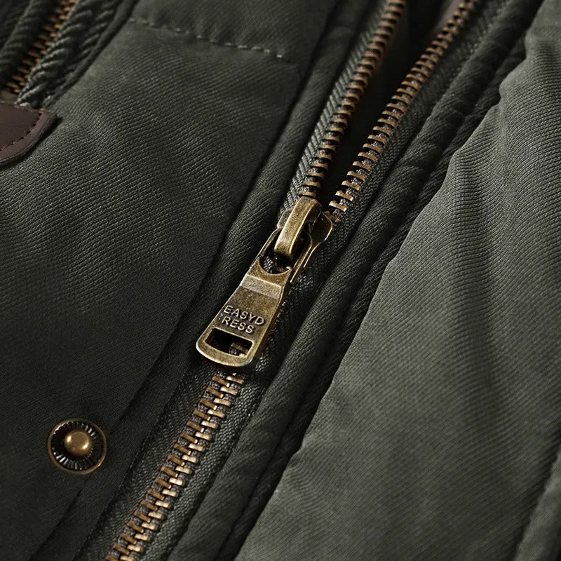 Herren gepolsterte Kapuzenparka mit Kunstfellfutter und Multifunktionstaschen Nord Taschen
