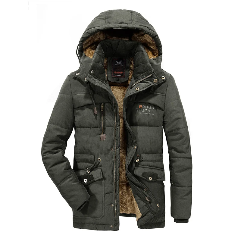 Herren gepolsterte Kapuzenparka mit Kunstfellfutter und Multifunktionstaschen Nord Taschen