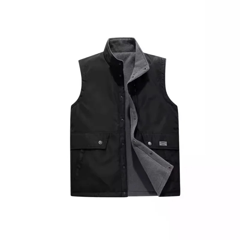 Herren Gefütterte Utility-Weste mit Fleece-Innenlage, Druckknopf‑ und Reißverschluss Nord Taschen