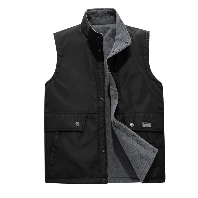 Herren Gefütterte Utility-Weste mit Fleece-Innenlage, Druckknopf‑ und Reißverschluss Nord Taschen