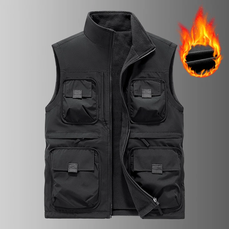 Herren Gefütterte Utility‑Weste mit Fleece‑Innenfutter und Mehrfachtaschen Nord Taschen