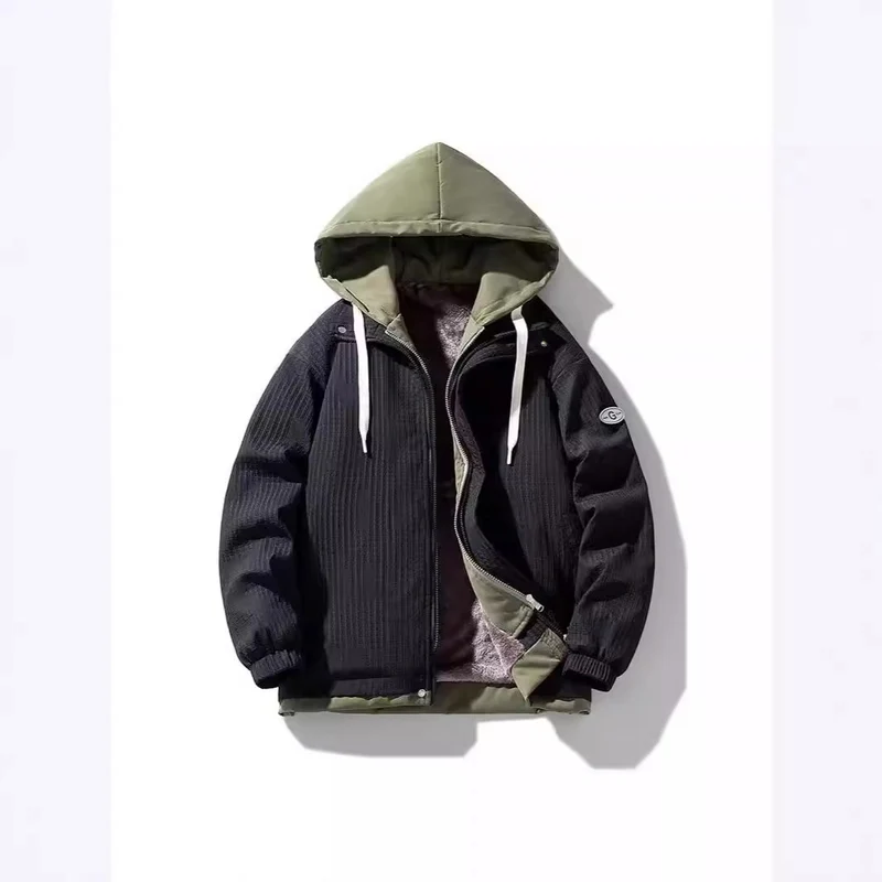 Herren Gefütterte Kapuzenjacke mit grafischem Print, Teddy-Innenfutter und winddichter Außenhülle Nord Taschen