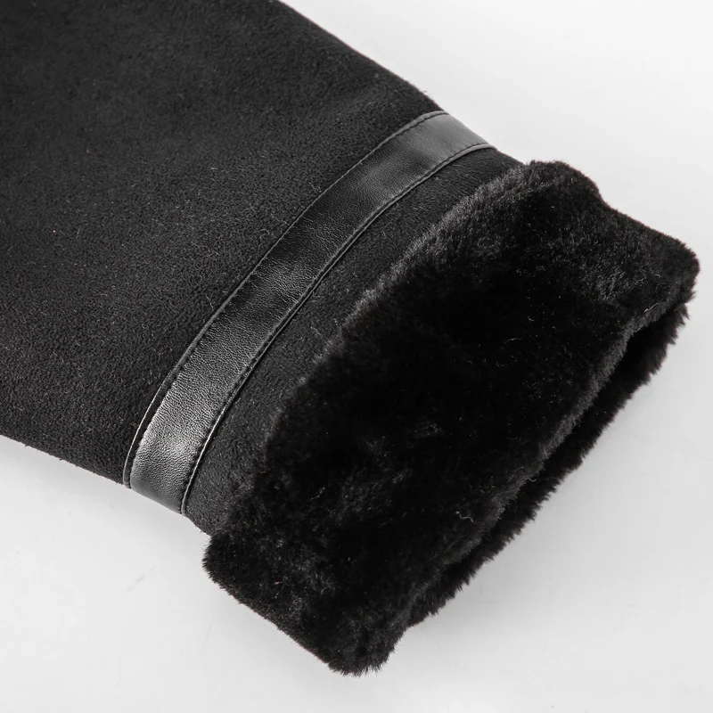 Herren Fliegerjacke mit Lammfellfutter und Kunstlederapplikationen Nord Taschen