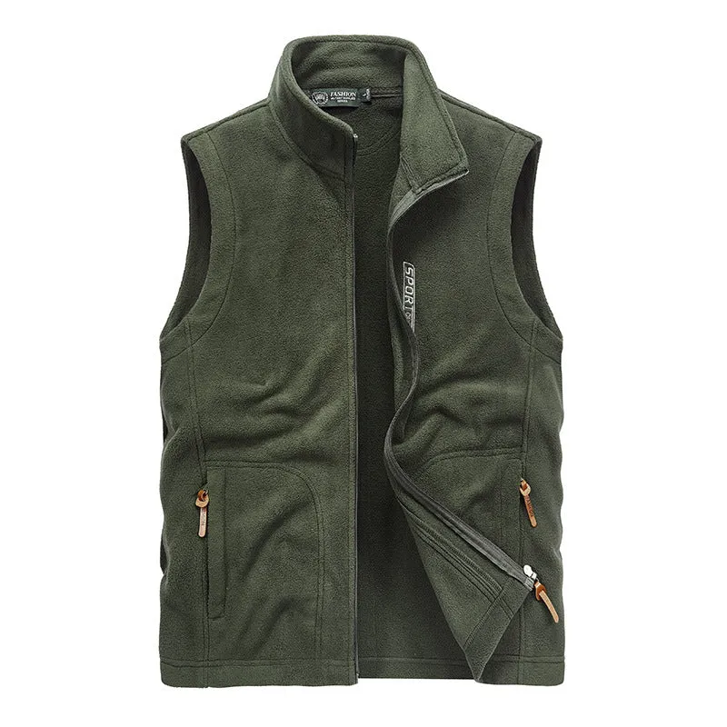 Herren Fleece-Utility-Weste mit Reißverschluss, Stehkragen und praktischen Taschen Nord Taschen