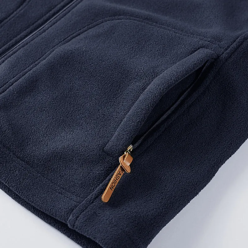 Herren Fleece-Utility-Weste mit durchgehendem Reißverschluss, Stehkragen und Reißverschlusstaschen Nord Taschen