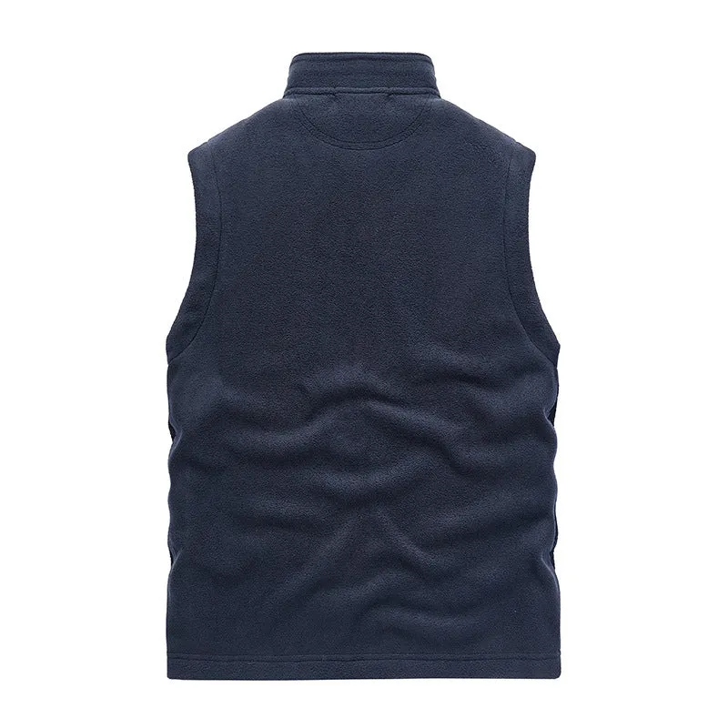 Herren Fleece-Utility-Weste mit durchgehendem Reißverschluss, Stehkragen und Reißverschlusstaschen Nord Taschen