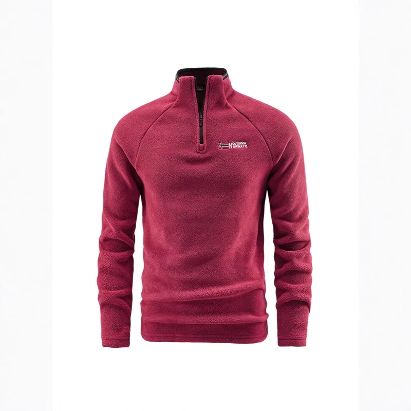 Herren Fleece-Halbzip-Pullover mit hohem Stehkragen und Raglanärmeln Nord Taschen