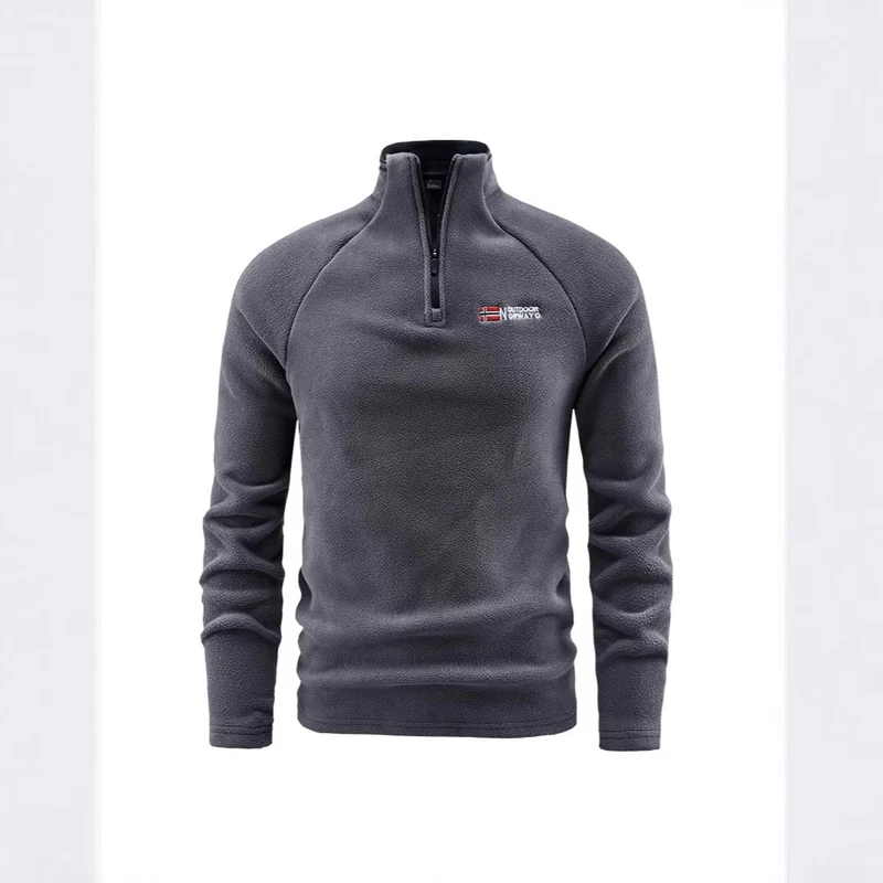 Herren Fleece-Halbzip-Pullover mit hohem Stehkragen und Raglanärmeln Nord Taschen