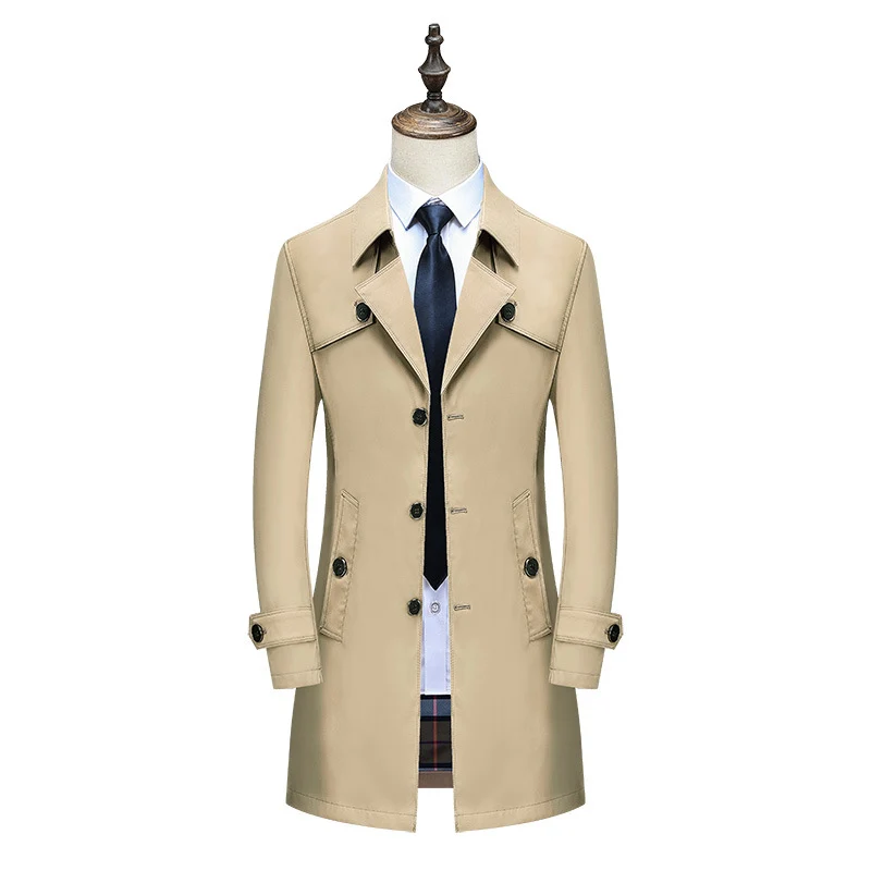 Herren Eleganter Slim-Fit Trenchcoat mit klassischer Knopfleiste und verstellbaren Manschetten Nord Taschen
