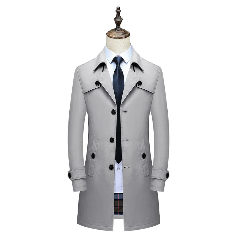 Herren Eleganter Slim-Fit Trenchcoat mit klassischer Knopfleiste und verstellbaren Manschetten Nord Taschen