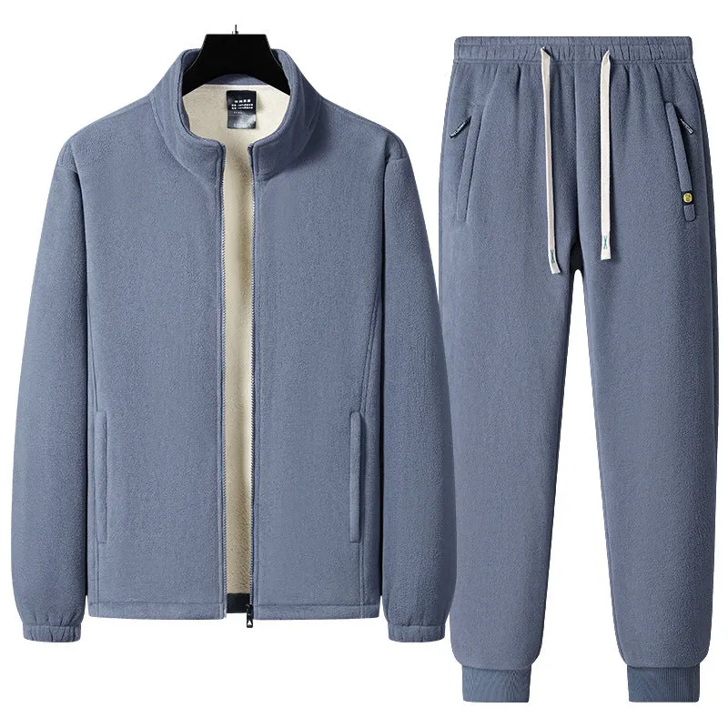 Herren Dreiteiliges Thermo-Fleece-Trainingsset mit wattierter Weste und Jogginghose Nord Taschen