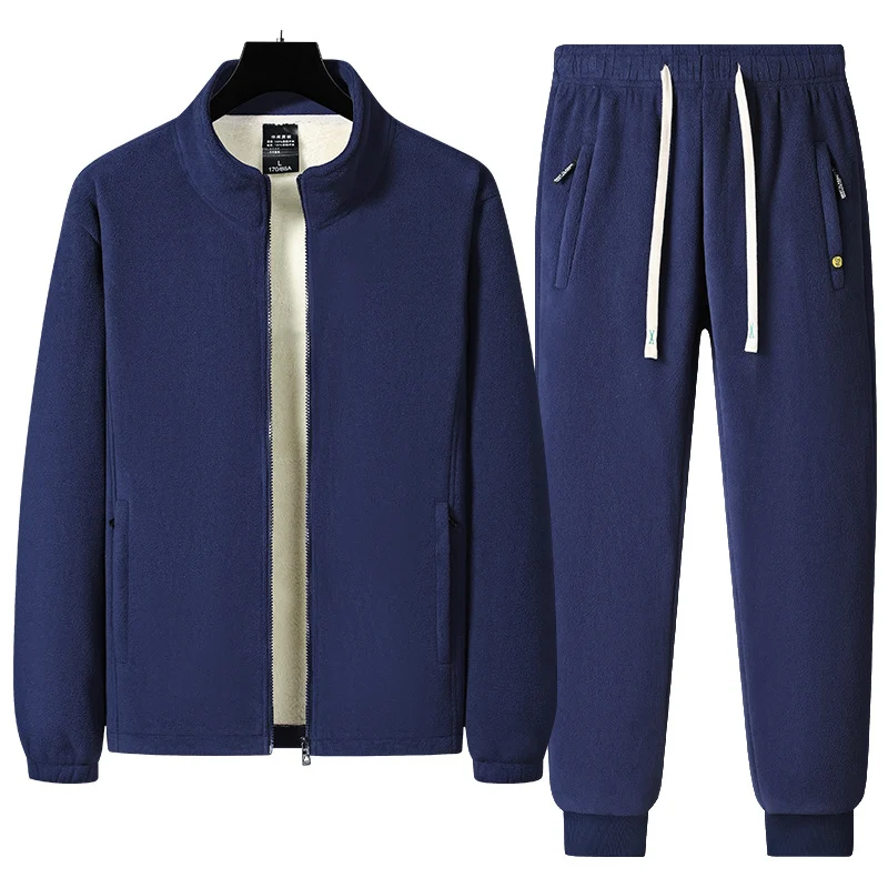 Herren Dreiteiliges Thermo-Fleece-Trainingsset mit wattierter Weste und Jogginghose Nord Taschen