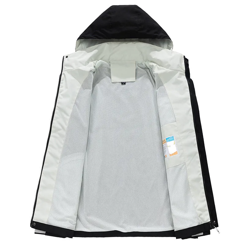 Herren Dreilagige wasserabweisende Kapuzen‑Outdoorjacke mit Mesh‑Futter und verdecktem Reißverschluss Nord Taschen