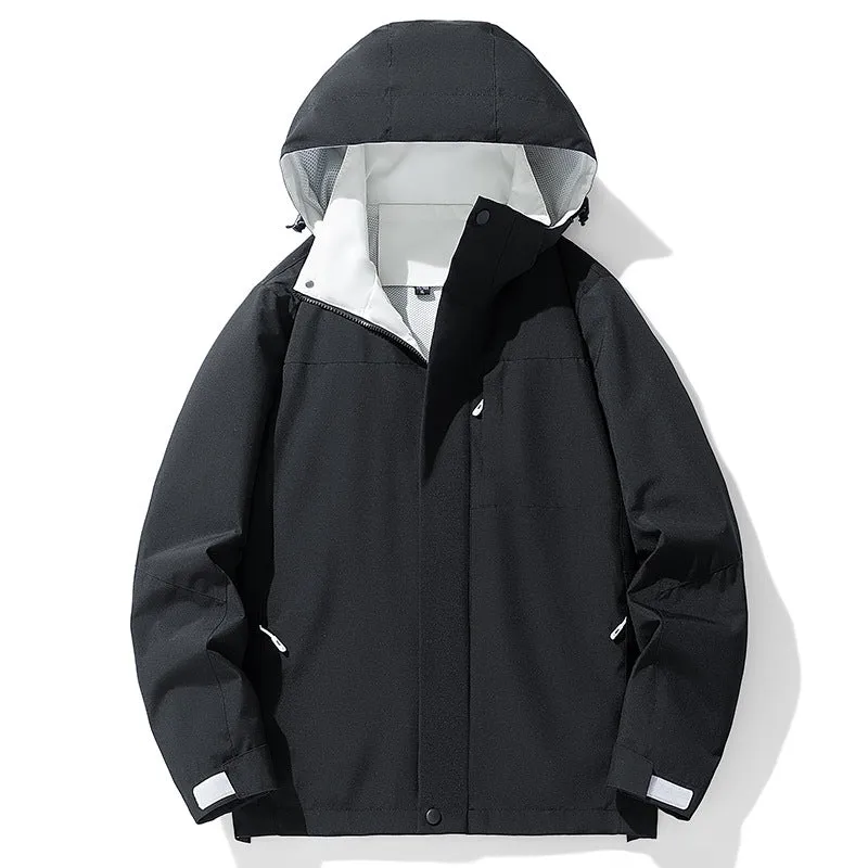 Herren Dreilagige wasserabweisende Kapuzen‑Outdoorjacke mit Mesh‑Futter und verdecktem Reißverschluss Nord Taschen