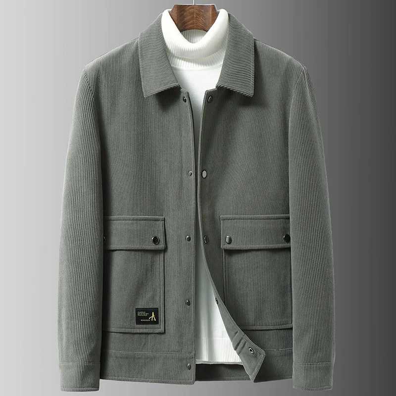 Herren Cordjacke mit Utility-Taschen und Druckknopfverschluss Nord Taschen