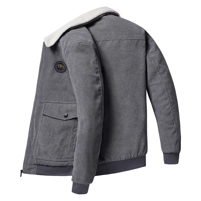 Herren Cordjacke im Bomberstil mit Teddykragen und wattierter Innenfütterung Nord Taschen