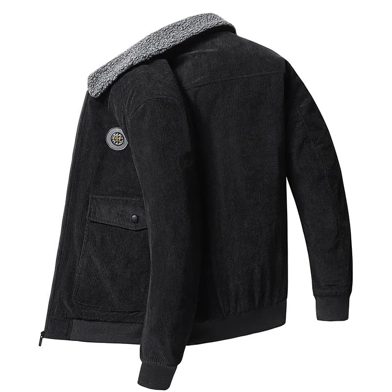 Herren Cordjacke im Bomberstil mit Teddykragen und wattierter Innenfütterung Nord Taschen