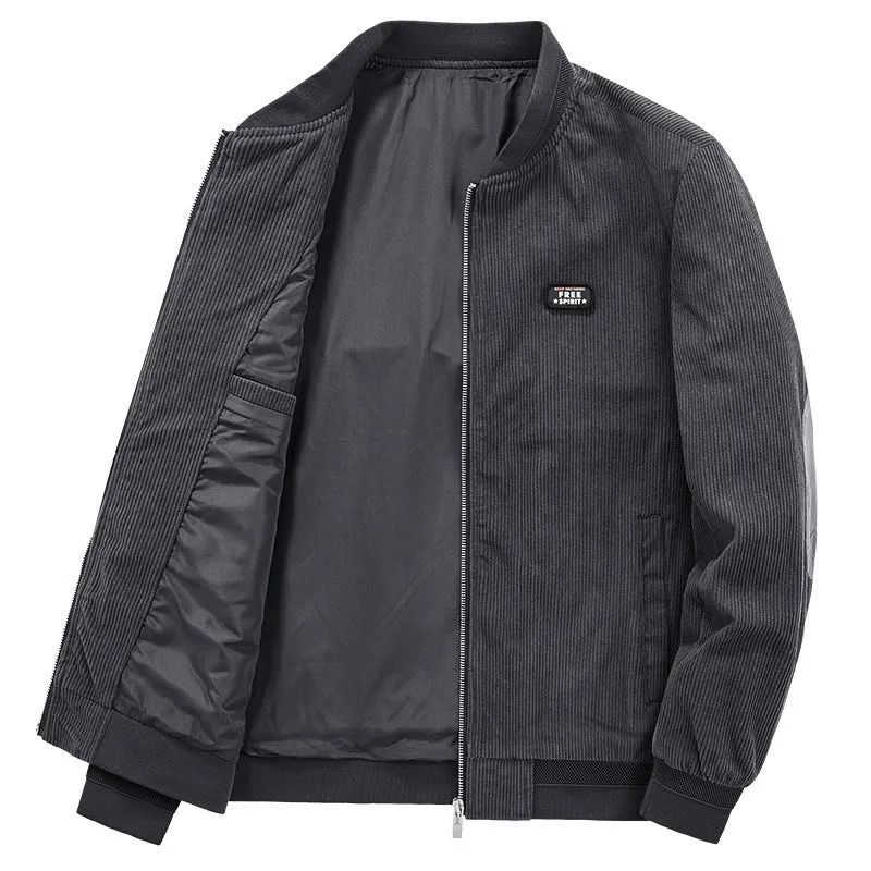 Herren Cordjacke im Bomber-Style mit Feincord, Reißverschluss und gefüttertem Inneren Nord Taschen