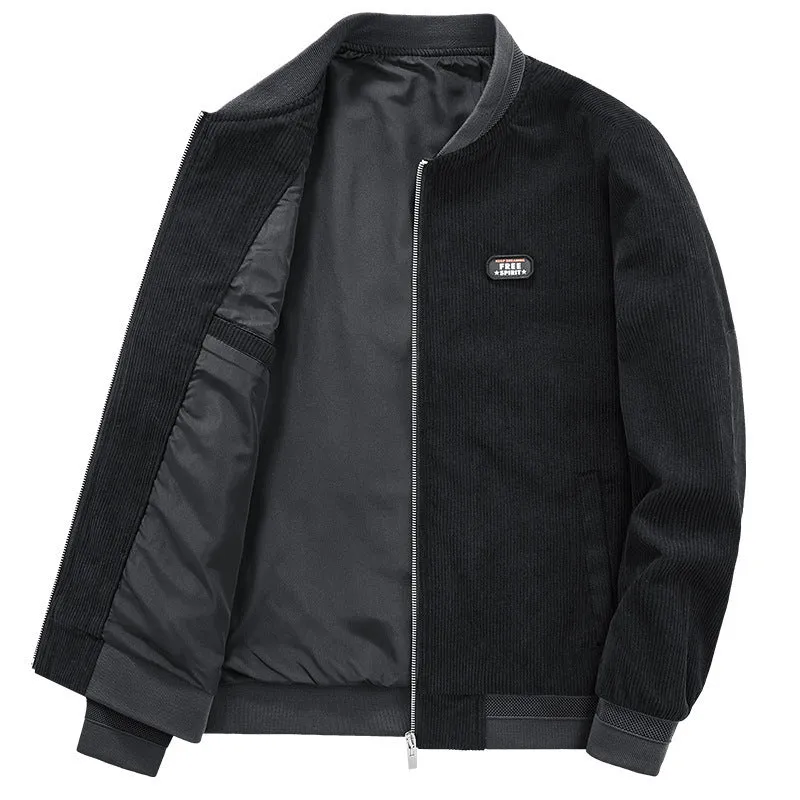 Herren Cordjacke im Bomber-Style mit Feincord, Reißverschluss und gefüttertem Inneren Nord Taschen