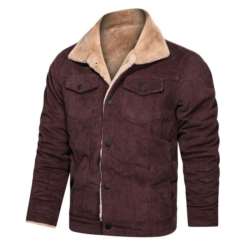 Herren Cord-Truckerjacke mit Teddyfutter und Hemdkragen Nord Taschen