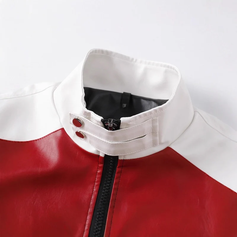 Herren Colorblock Kunstleder-Bomberjacke mit Stehkragen und beidseitigem Reißverschluss Nord Taschen
